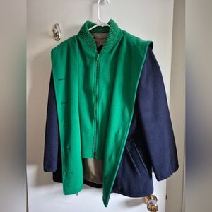 Vintage Women's Green and Navy Jacket